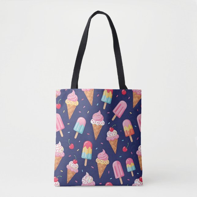 Bolso De Tela Ice cream, popsicles and cherries pattern (Anverso)
