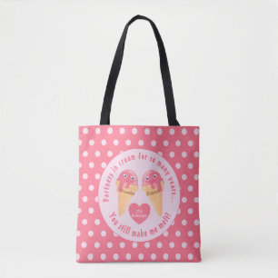 Bolso De Tela Ice Cream Scoops Cute Romántico El día de San Vale