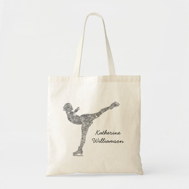 Bolso De Tela Ice Skymer plateado de patinaje artístico sobre hi (Frente)