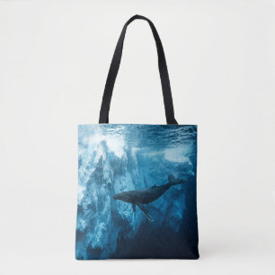 Bolso De Tela Iceberg submarino y una ballena jorobada