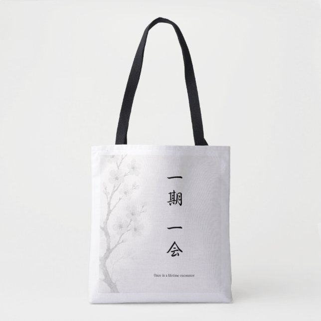Bolso De Tela Ichigo Ichie – Japanese Zen Tote Bag | 一期一会 (Anverso)