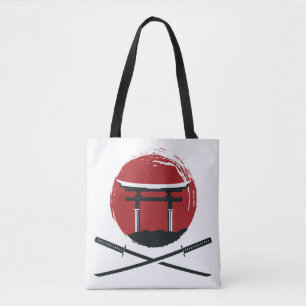 Bolso De Tela Icono de espada de Samurai con cosecha de personal