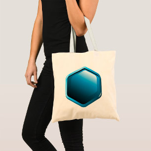 Bolso De Tela Icono de Hexágono Azul Brillante Geométrico Modern