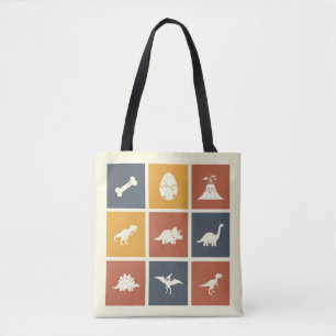 Bolso De Tela Icono de rejilla de dinosaurio moderno