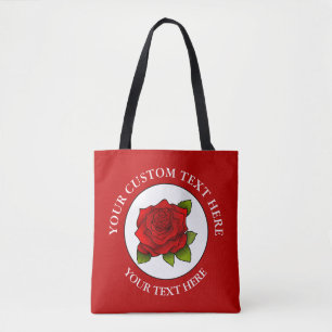 Bolso De Tela Icono de texto de Personalizado de rosa roja
