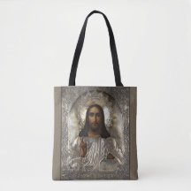 Icono ruso del Pantocrador de Cristo Silver Oklad 