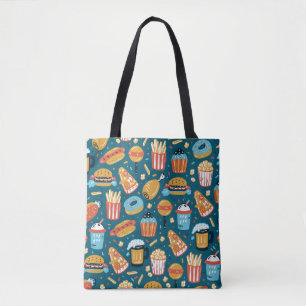 Bolso De Tela Iconos de comida rápida: Doodles antiguos