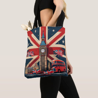 Bolso De Tela Iconos de Londres con Union Jack y Big Ben