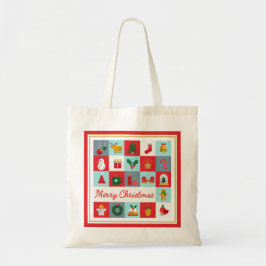 Bolso De Tela Iconos de Navidades de invierno alegres y retro