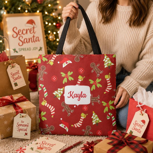 Bolso De Tela Iconos Navideños Alegres y Brillantes de Fiesta  (Subido por el creador)