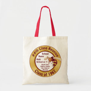 Bolso De Tela Ideas de regalo de Reunión de Clase Borgoña y Oro,