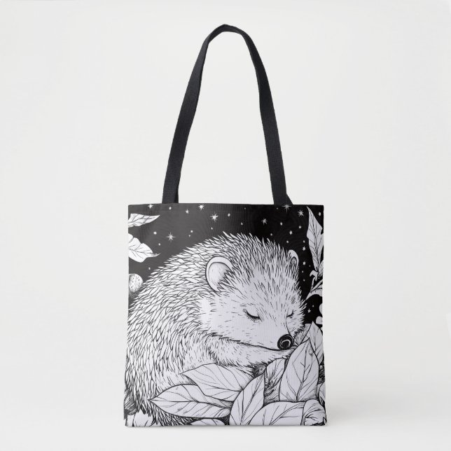 Bolso De Tela Igel im Herbstlaub unter Sternenhimmel (Anverso)