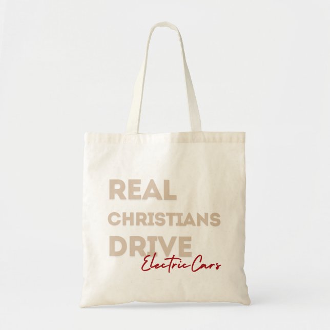 Bolso De Tela Iglesia cristiana divertida Tote coches eléctricos (Frente)