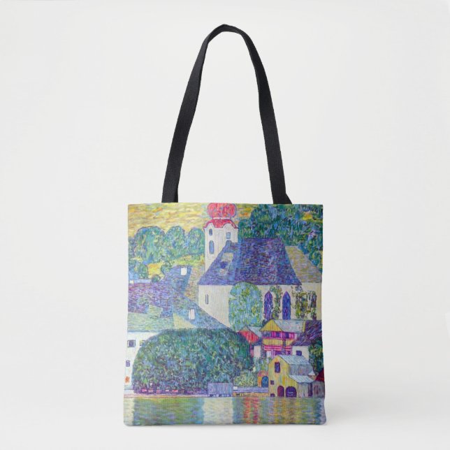 Bolso De Tela Iglesia de St. Wolfgang, por Gustav Klimt, arte vi (Anverso)