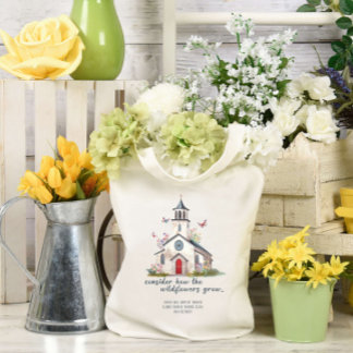 Bolso De Tela Iglesia del País Flores Silvestres Personalizado d