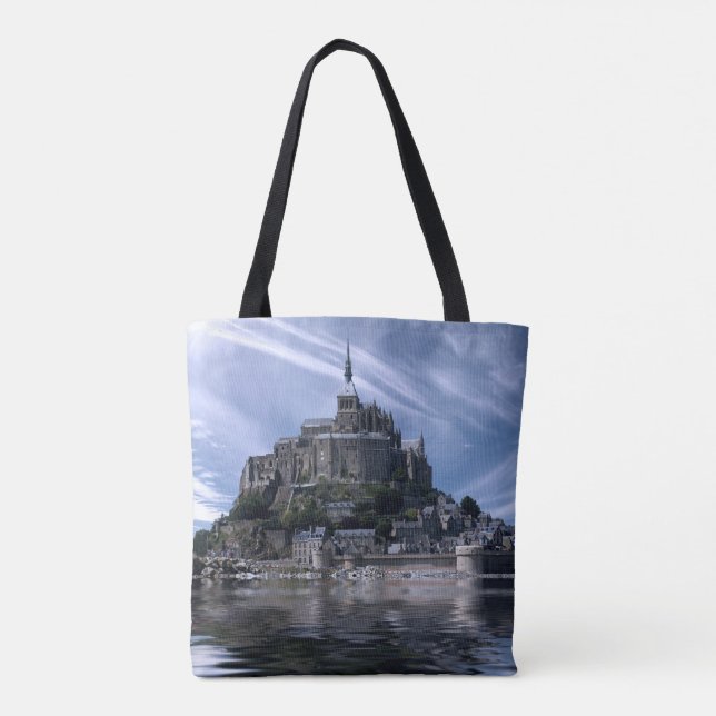 Bolso De Tela Iglesia Mont St Michel Normandía (Reverso)
