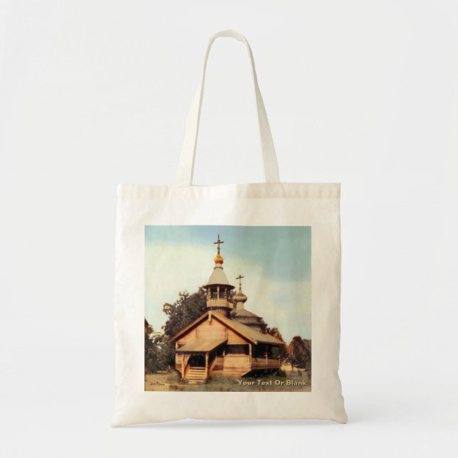 Bolso De Tela Iglesia rusa de madera (Frente)