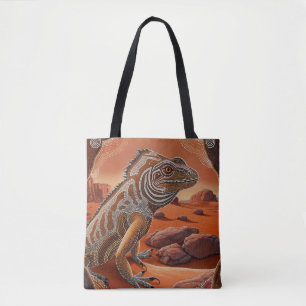 Bolso De Tela Iguana de temática aborigen australiana