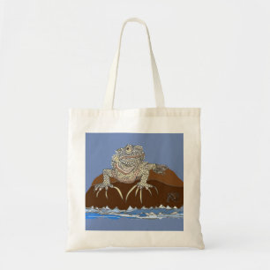 Bolso De Tela Iguana marina en la roca con cangrejo ermitaño
