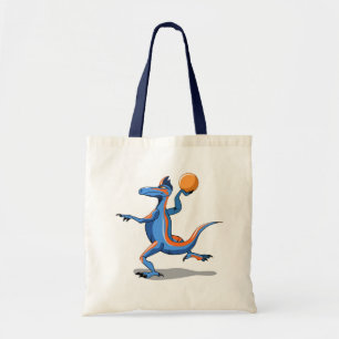 Bolso De Tela Iguanodon Personalizado jugando básquetbol.