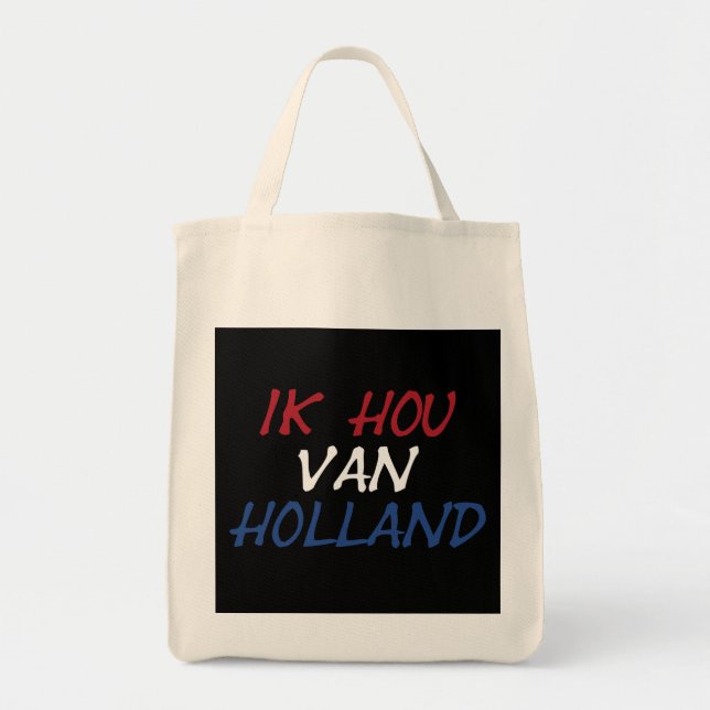 Bolso De Tela Ik Hou Van Holland overlay en negro gtt (Frente)