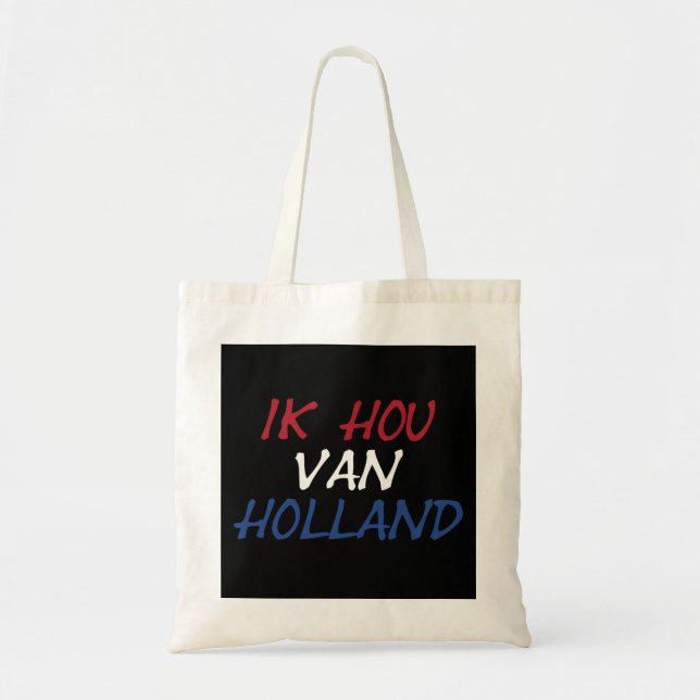 Bolso De Tela Ik Hou Van Holland overlay sobre negro btcnt (Frente)