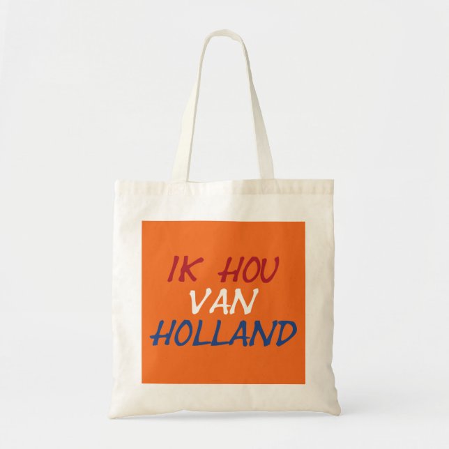 Bolso De Tela Ik Hou Van Holland sobre el naranja pero no sobre  (Frente)