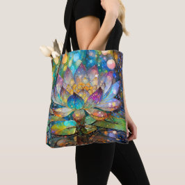 Bolso De Tela Illuminated Blooming Lotus Flower