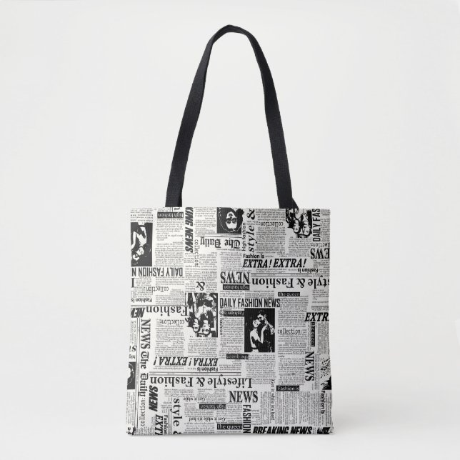 Bolso De Tela Illustrations of newspapers front page art work wa (Anverso)