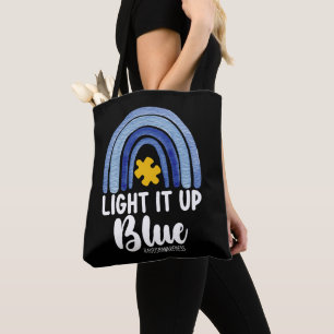 Bolso De Tela Ilumina de Azul Arcoíris Conciencia del Autismo Fa