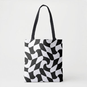 Bolso De Tela ilusión óptica en blanco y negro