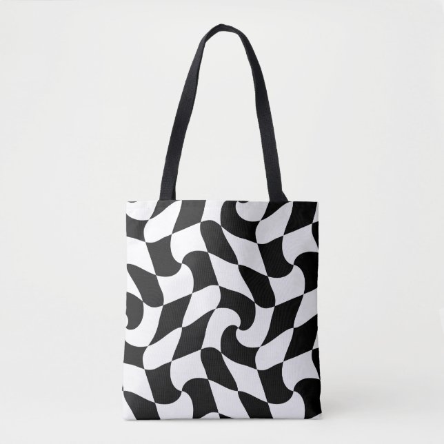 Bolso De Tela ilusión óptica en blanco y negro (Anverso)