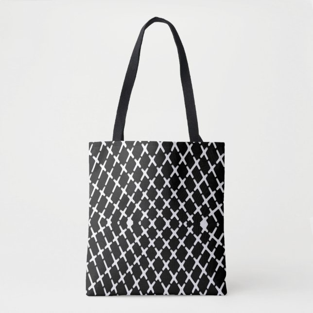 Bolso De Tela Ilustracion a cuadros negros y blancos (Anverso)
