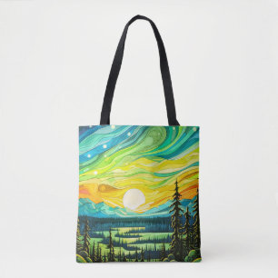 Bolso De Tela Ilustración abstracta de puesta de sol majestuosa