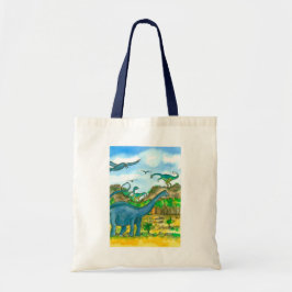 Bolso De Tela Ilustracion acuarela de los dinosaurios
