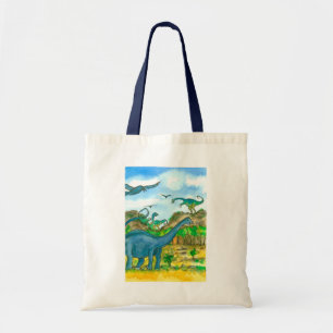 Bolso De Tela Ilustracion acuarela de los dinosaurios