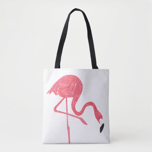Bolso De Tela Ilustracion acuático de flamencos rosados (Anverso)
