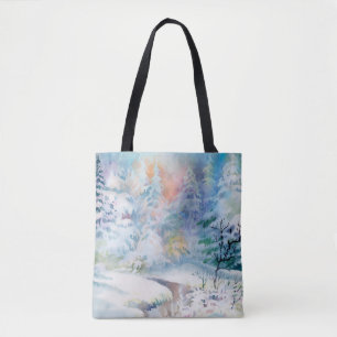 Bolso De Tela Ilustracion acuático de invierno