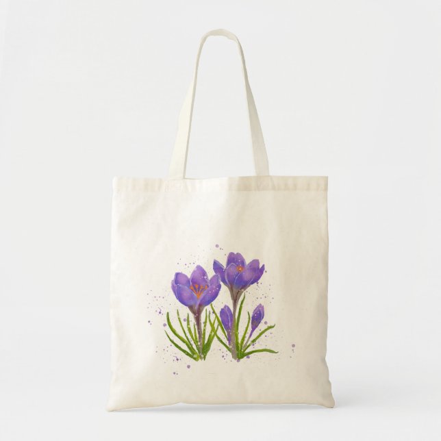 Bolso De Tela Ilustracion acuático Purple Crocus (Frente)