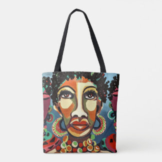 Bolso De Tela Ilustracion africano vibrante intrépido del arte