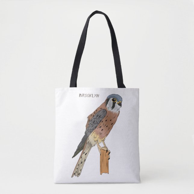 Bolso De Tela Ilustracion americano de aves de Kestrel (Anverso)