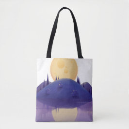 Bolso De Tela Ilustración artística de paisaje nocturno en tote