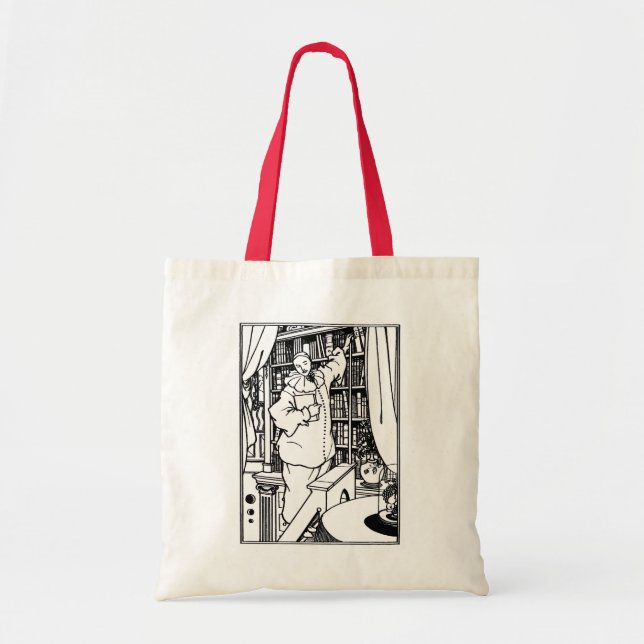 Bolso De Tela Ilustracion Beardsley: Biblioteca de Pierrot (Frente)