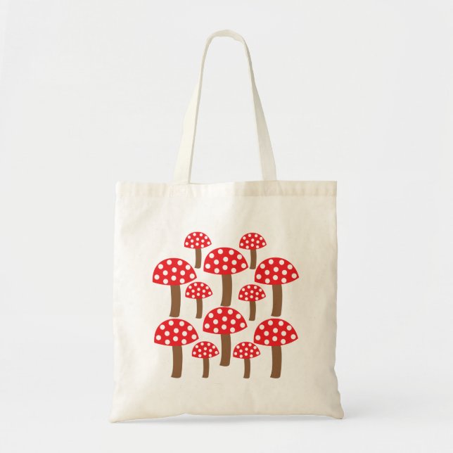 Bolso De Tela Ilustración Bonita de Hongo Rojo (Frente)