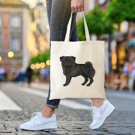 Bolso De Tela Ilustración Bonita Diseño de Raza de Perro Mops Pu