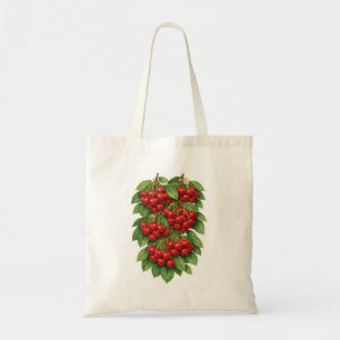 Bolso De Tela Ilustración Botánica de Cereza Roja