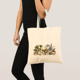 Bolso De Tela Ilustración Botánica de Cráneo de Jardín de Veneno