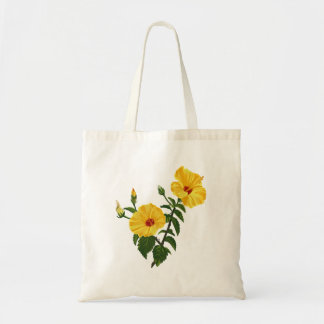 Bolso De Tela Ilustración botánica de hibisco amarillo hawaiano