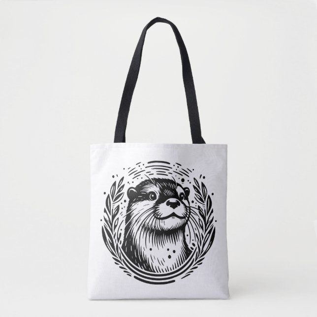 Bolso De Tela Ilustración Botánica de Nutria (Anverso)
