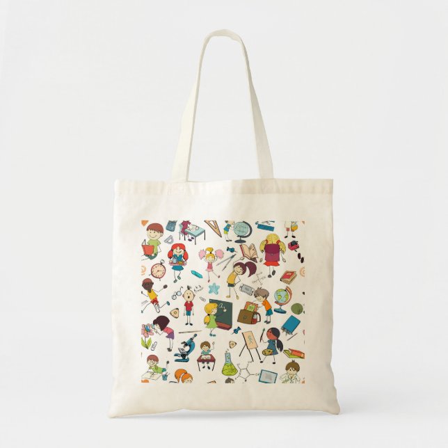 Bolso De Tela Ilustración breve de vuelta a los escolares (Frente)